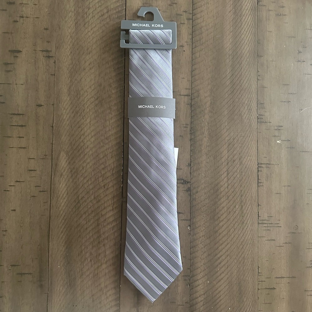 Michael Kors Silver Striped Men's Tie